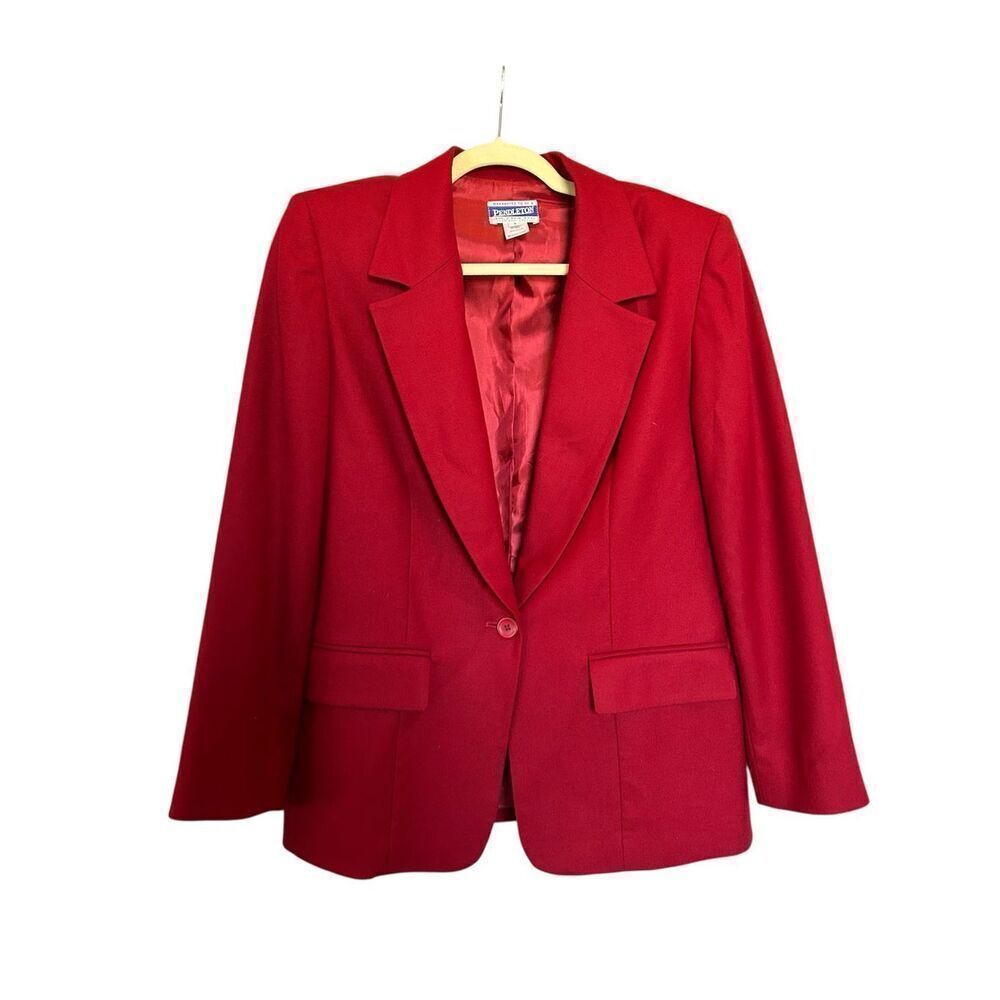 Pendleton Women’s Red Wool Blazer Jacket Size 6 100% Virgin Wool Made in USA